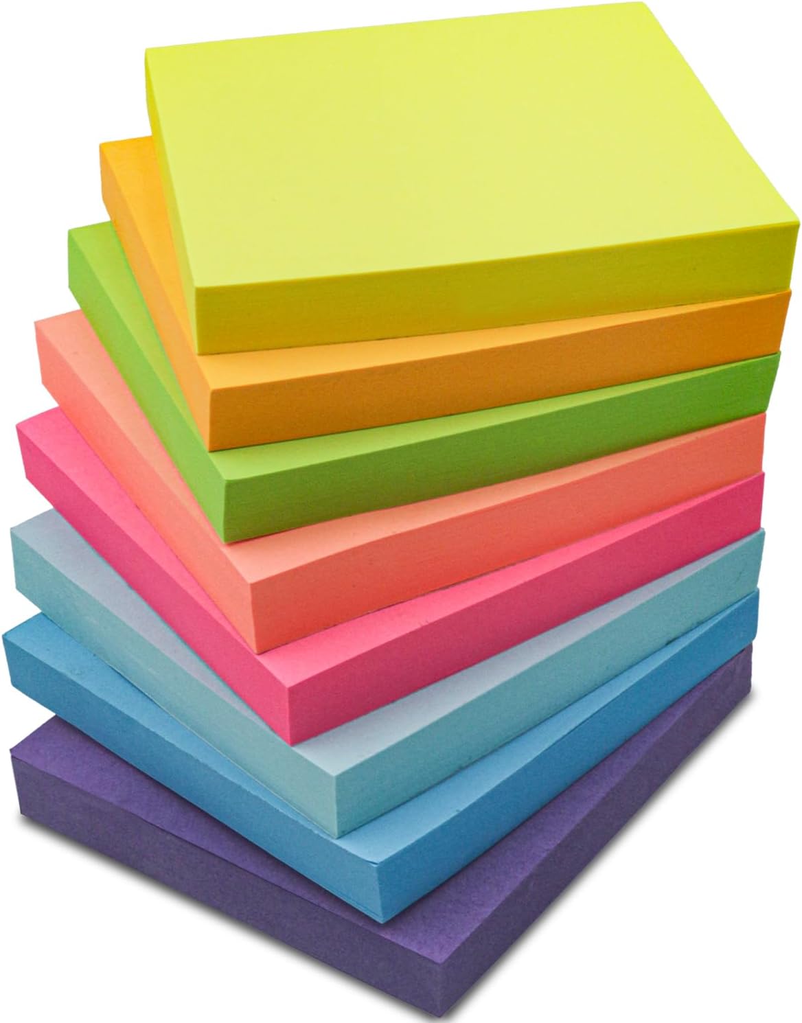 REALZEVA Sticky Notes 3x3, Bulk Self-Stick Note Pads, 8 Pack_100 Sheet/Pad | Bright Colors Sticky Note Pads, Clean Removal, Easy to Post for Blank Desk Note Pads for School, Classroom & Office Supplies