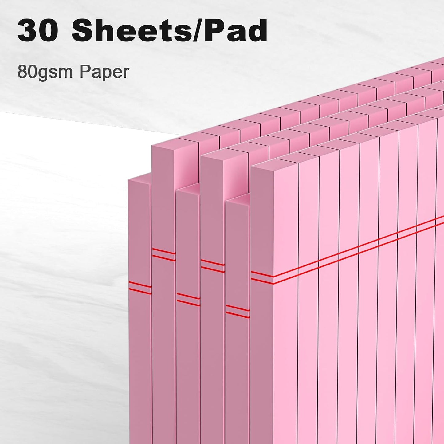 AILZFEI 6pcs Small Note Pad 5x8 College Ruled Pink Legal Pads Paper Notepads 6 Pack Study Back Writing Pads 5 x 8 Legal Pads Perforated Narrow Ruled Pads of Paper Pink