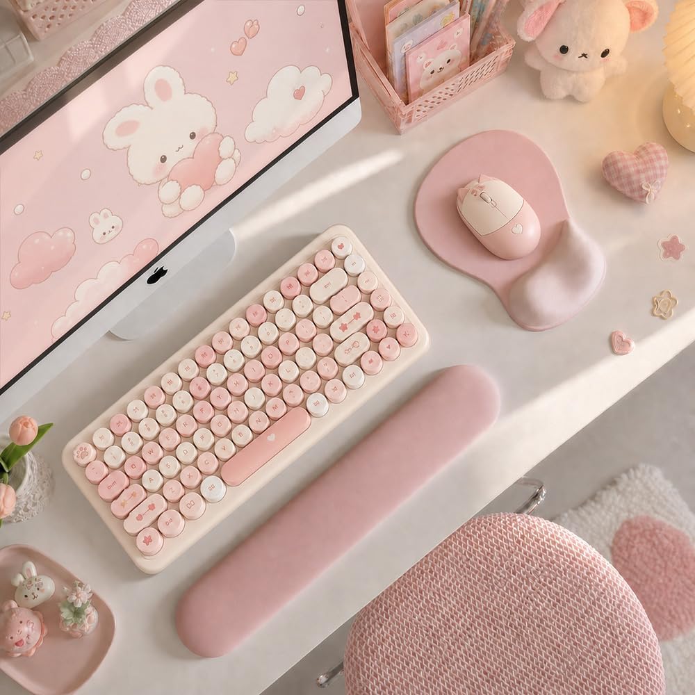 DEMON CHEST ErgoComfort Gel Wrist Rest Mouse Pad-Ergonomic Office Mousepad with Wrist Support-Non-Slip, Design Desk Accessories Mat for Home&Game Decor (02Pink Serenity)