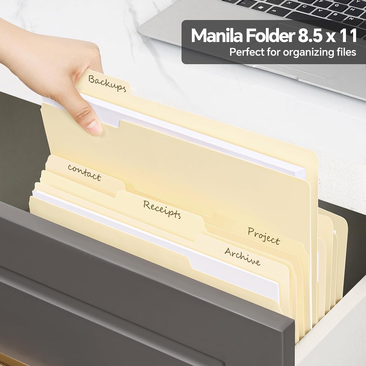 File Folders,21 Pack Manilla Folders 8.5x11,1/3 Cut Tabs Manila File Folders Letter Size for Easy Labeling and Organization,Vanilla Folders Great for Documents Home School Classroom Office Supplies