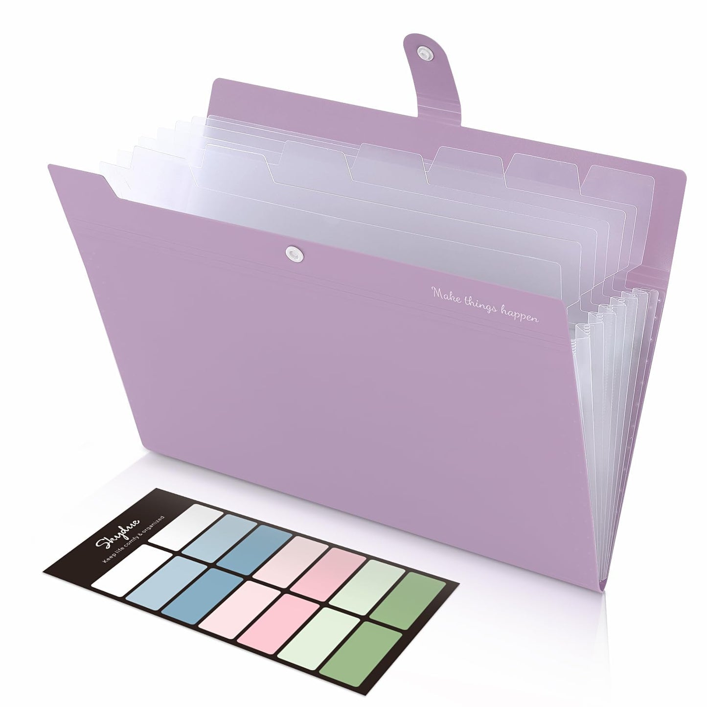 SKYDUE Expanding File Organizer with 8 Pockets, Accordion File Folders with Labels, Portable Document Paper Bill Receipt Organizer, Home College School Office Supplies, Letter Size,Light Green