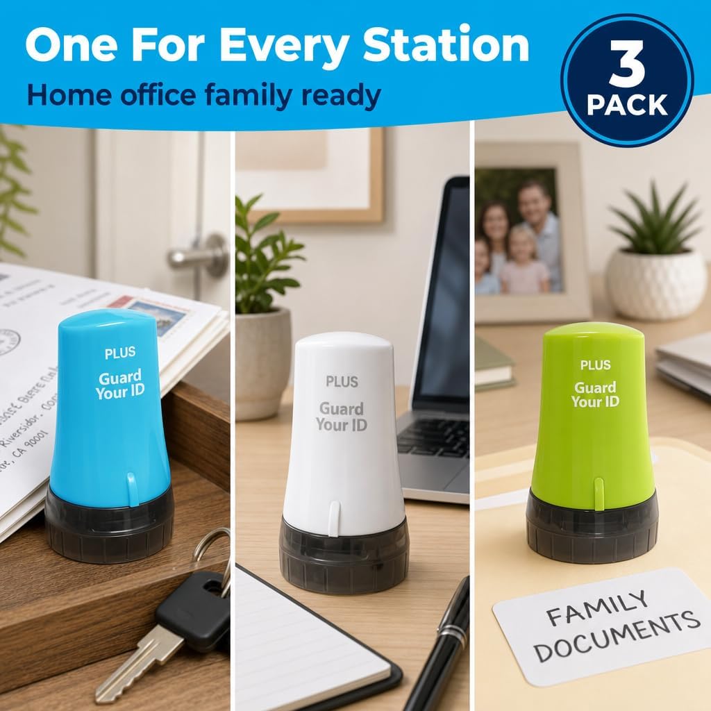 Guard Your ID Identity Theft Protection Roller Stamp, 3-Pack for Mail