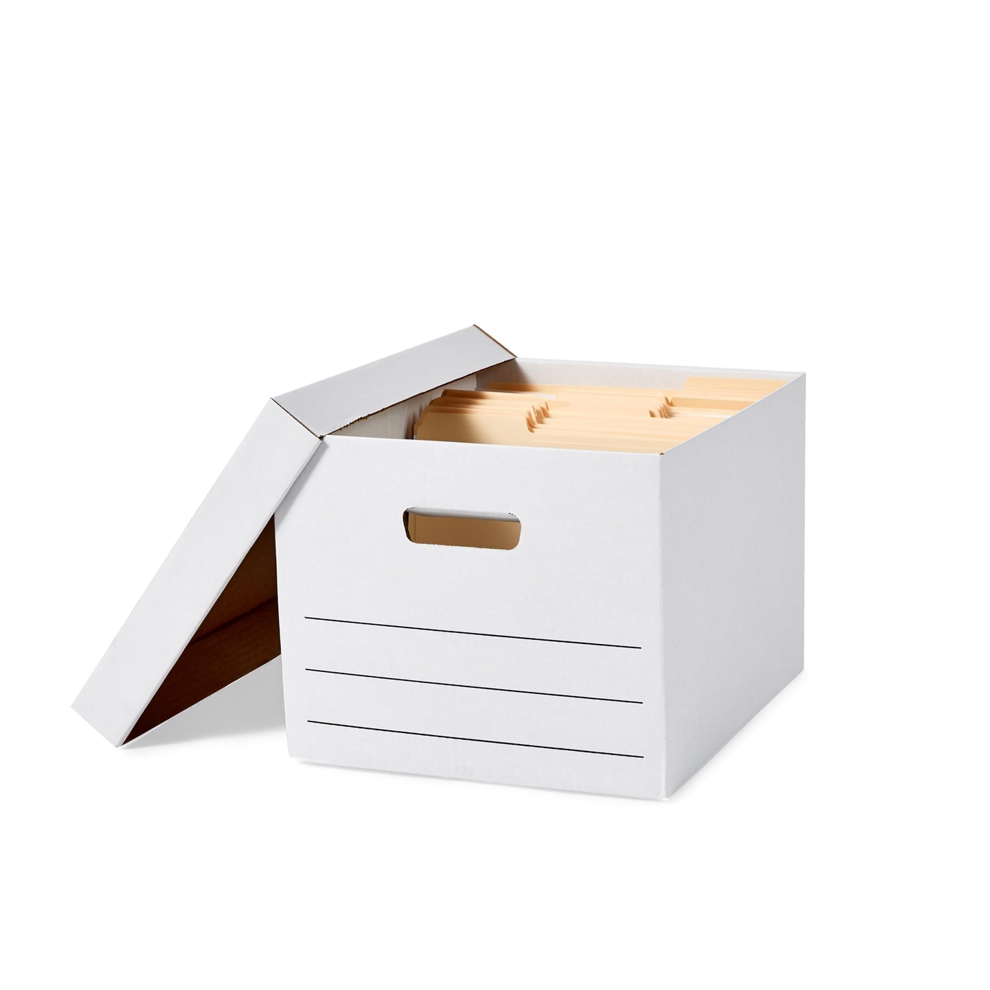 Amazon Basics Storage/Filing Boxes with Lift-Off Lid, Letter/Legal Size, Collapsible, Tape-Free Assembly, White, 16.2" L x 12.5" W x 10.5" H, 20-Pack