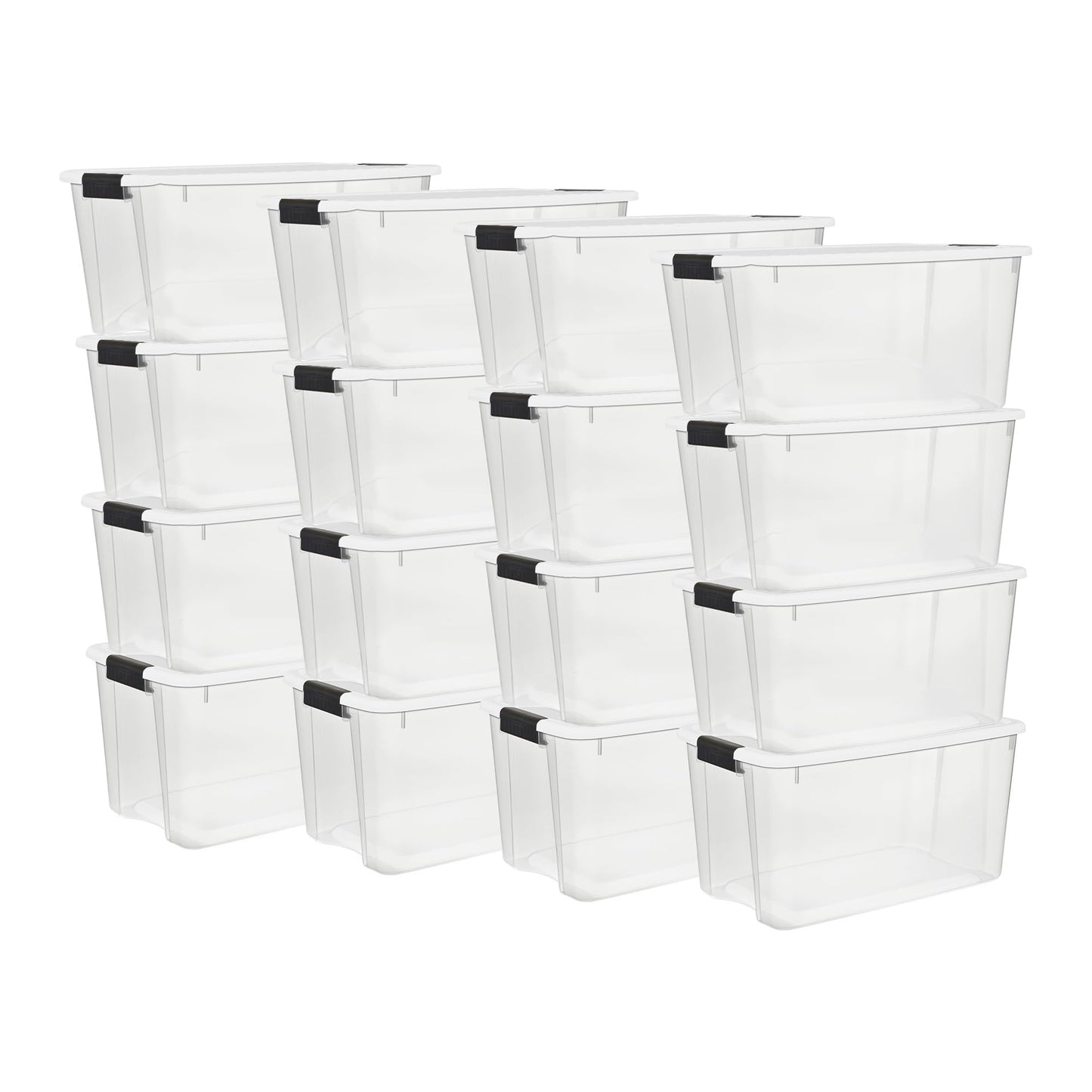 Sterilite 4 Pack Ultra Latching Box, Storage Bins with Lids, Clear Plastic, 70 Quart - Heavy-Duty Organizing Containers for Closet, Bathroom, and Office