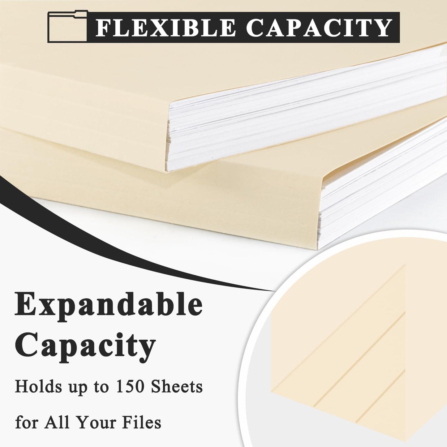 Manilla Folders 8.5 x 11, Manila File Folders 1/3-Cut Letter Size | Manilla File Folders 8.5 x 11 Pack of 100; Filing Folders, Paper Folders for Documents, Business, School and Office Supplies