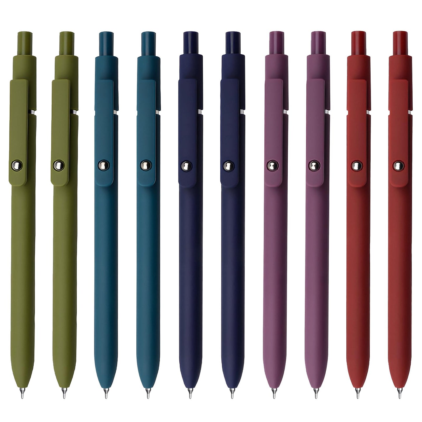 UIXJODO Gel Pens, 5 Pcs 0.5mm Black Ink Pens Fine Point Smooth Writing Pens with Silicone Grip, High-End Series Metal Clip Retractable Pens for Journaling Note Taking (Vintage)