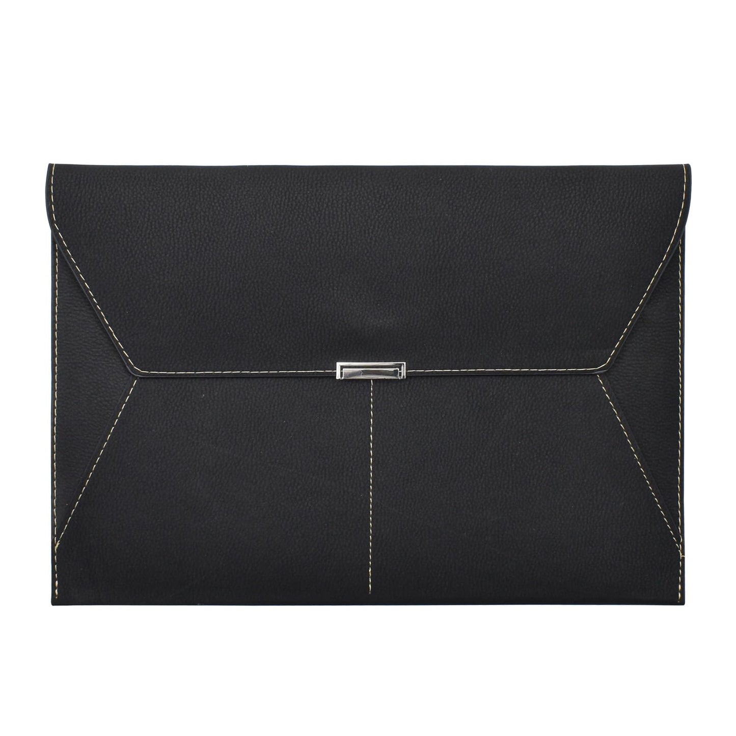 VANRA File Folder Document Holder Organizer Waterproof Portfolio Leather Folder Case with 3 Pockets, Filing Envelopes for A4 Letter Size Paper with Snap Magnetic Button Closure (Gray)