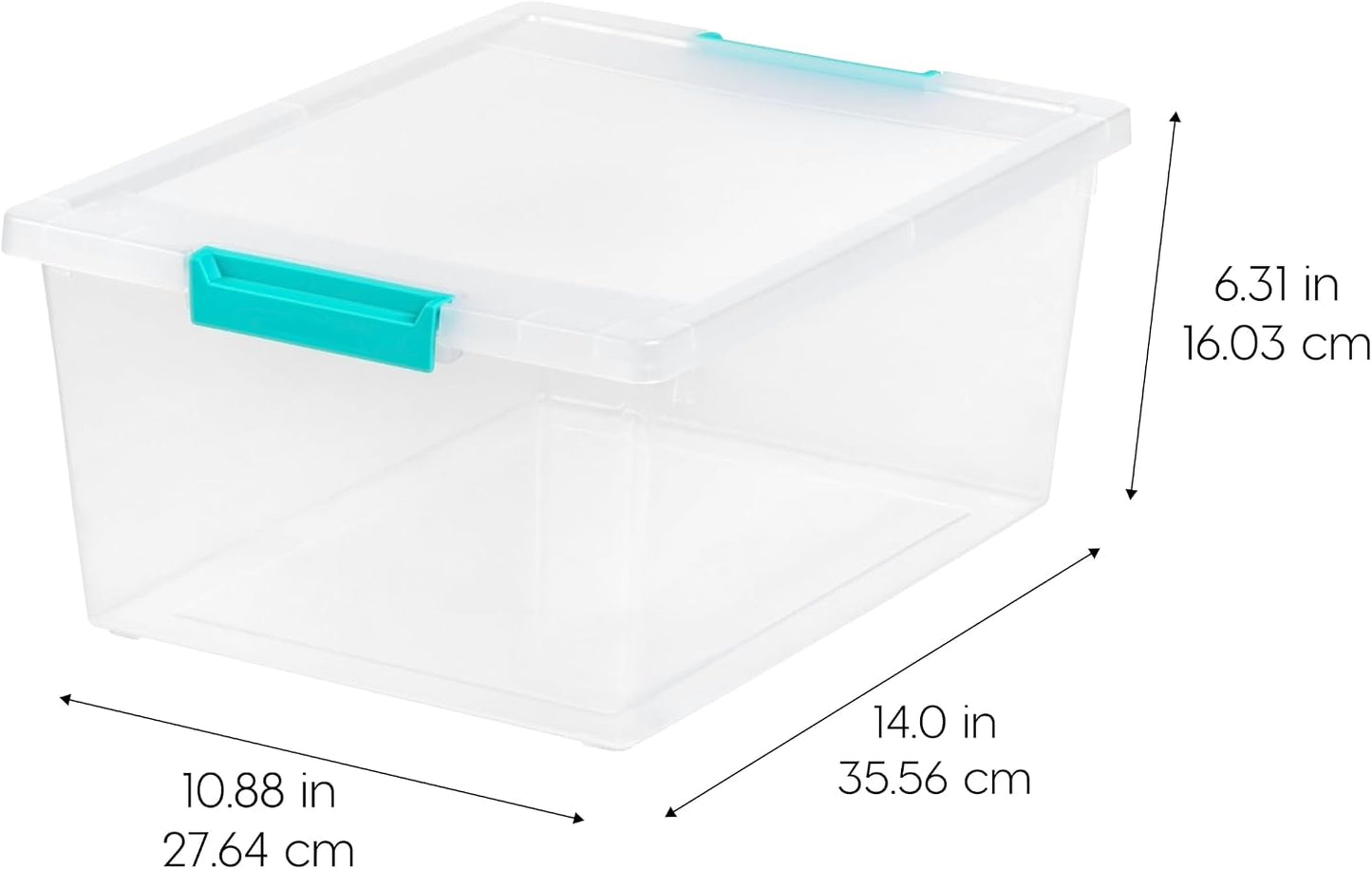 IRIS USA Storage Bins with Lids |Made in USA| 12 Qt - (4-Pack) - Clear | Sensory Craft Organizers, Plastic Clip Box Totes, Flat Containers for Organizing Paper, Office, Art & Study Supplies