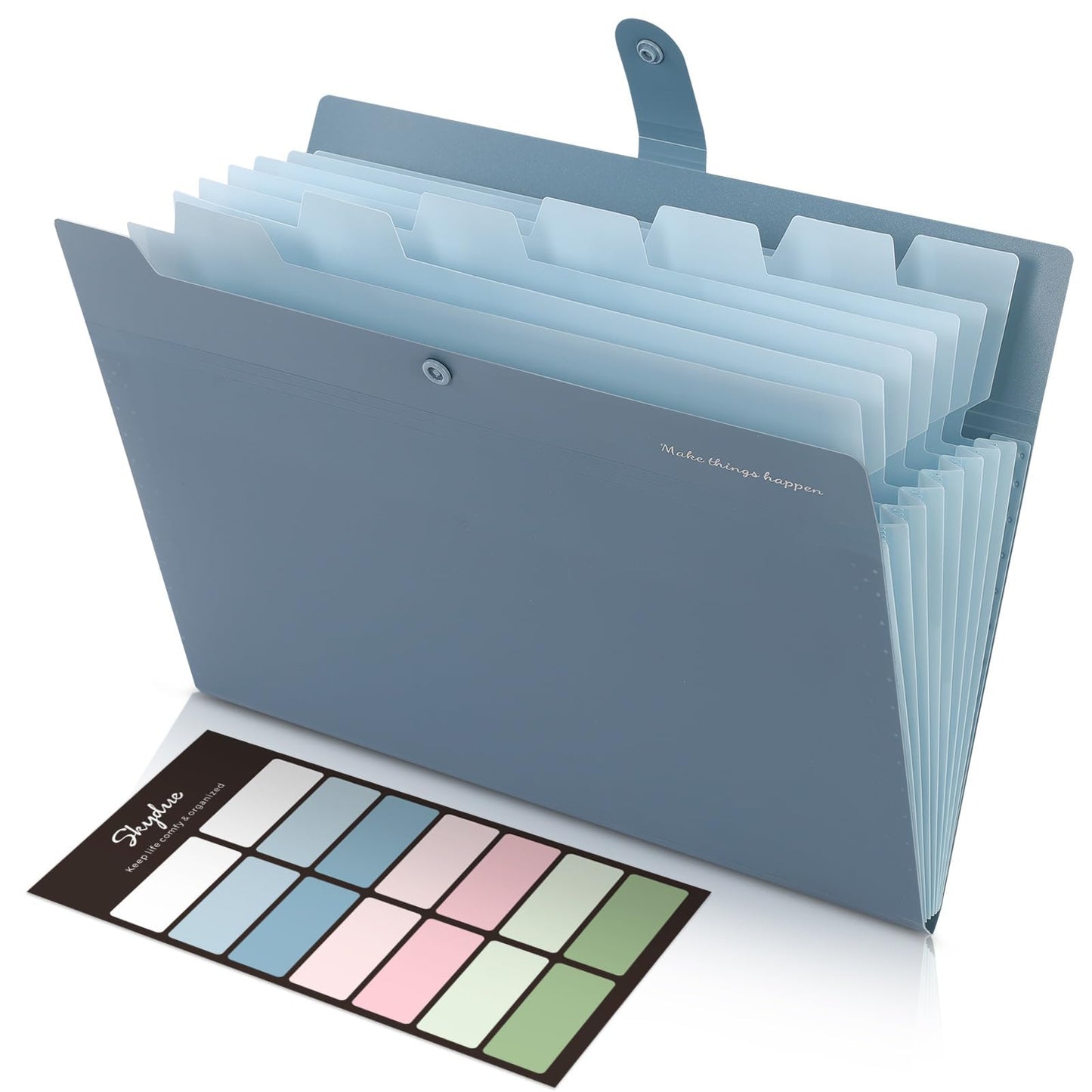 SKYDUE Expanding File Organizer with 8 Pockets, Accordion File Folders with Labels, Portable Document Paper Bill Receipt Organizer, Home College School Office Supplies, Letter Size,Light Green