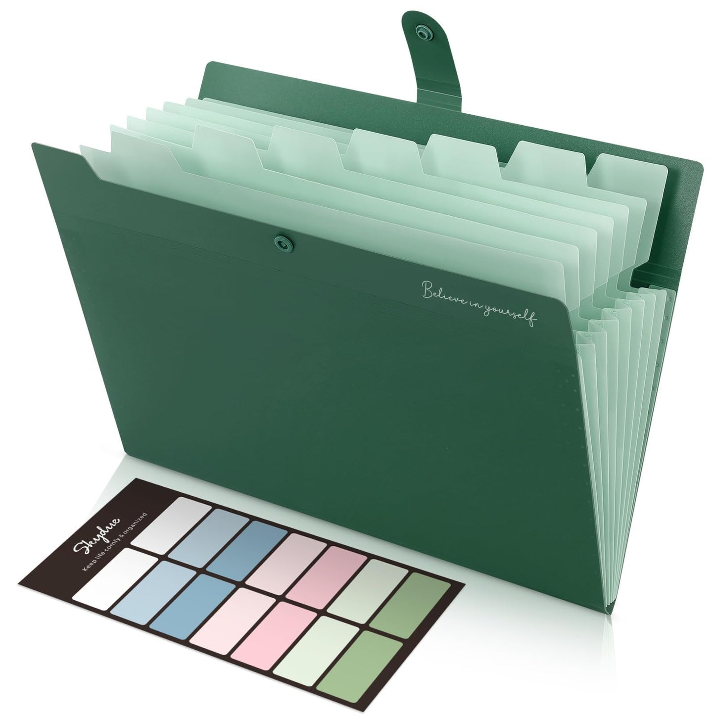 SKYDUE Expanding File Organizer with 8 Pockets, Accordion File Folders with Labels, Portable Document Paper Bill Receipt Organizer, Home College School Office Supplies, Letter Size,Milk Tea Brow