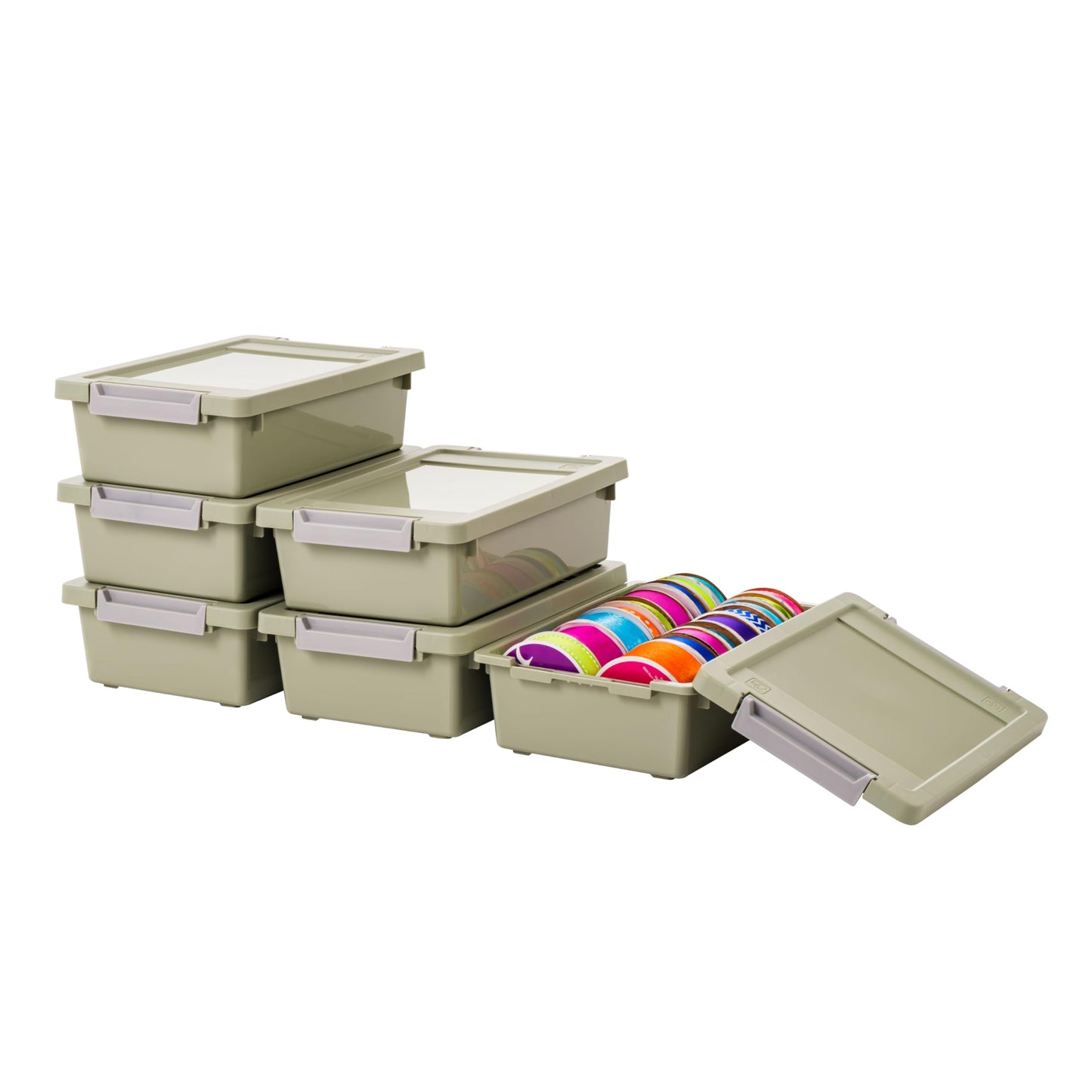IRIS USA Storage Bins with Lids |Made in USA| 12 Qt - (4-Pack) - Clear | Sensory Craft Organizers, Plastic Clip Box Totes, Flat Containers for Organizing Paper, Office, Art & Study Supplies