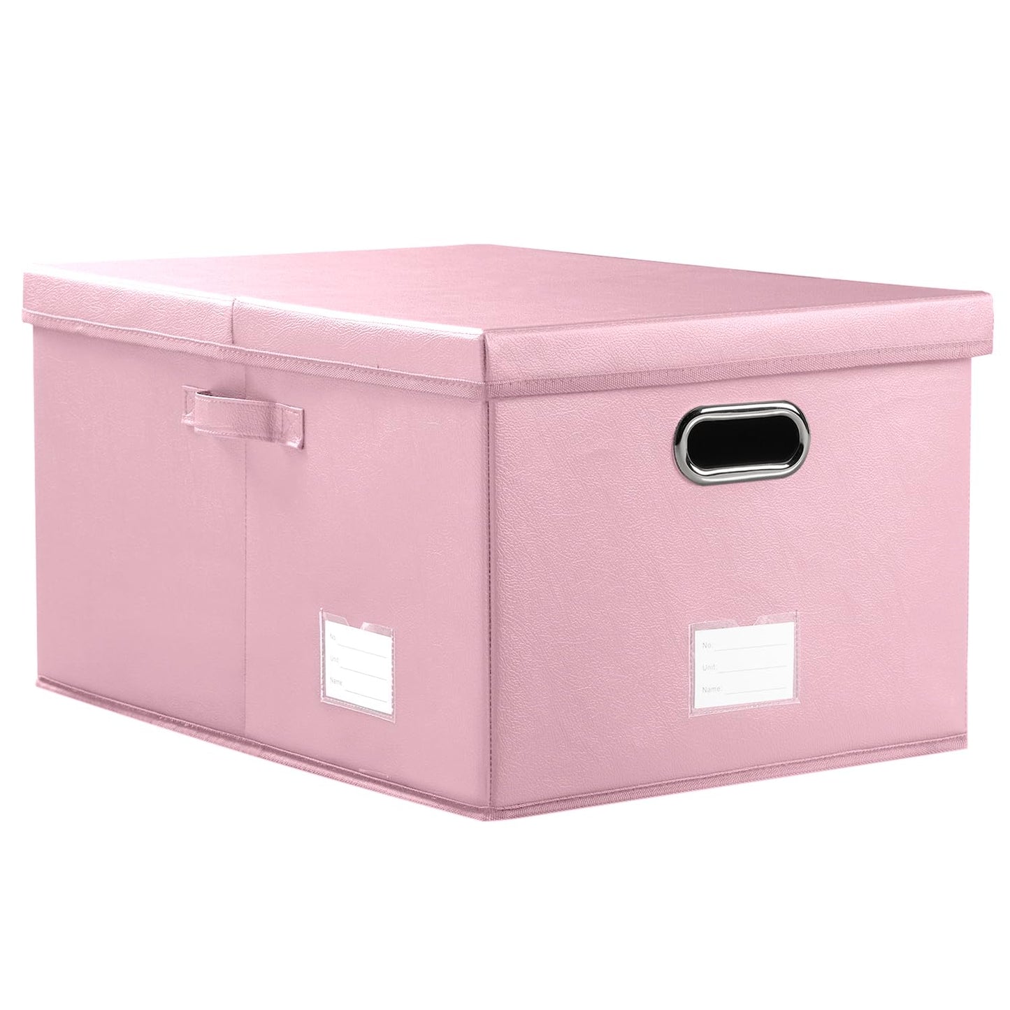 PRANDOM Large Collapsible Storage Bin with Lid [1-Pack] Leather Fabric Foldable Storage Box Organizer Containes Basket Cube with Cover for Home Bedroom Closet Office Nursery Black (17.7x11.8x11.8)