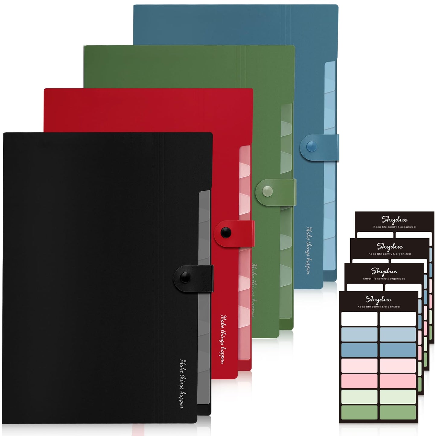 SKYDUE Expanding File Organizer with 8 Pockets, Accordion File Folders with Labels, Portable Document Paper Bill Receipt Organizer, Home College School Office Supplies, Letter Size,Light Green