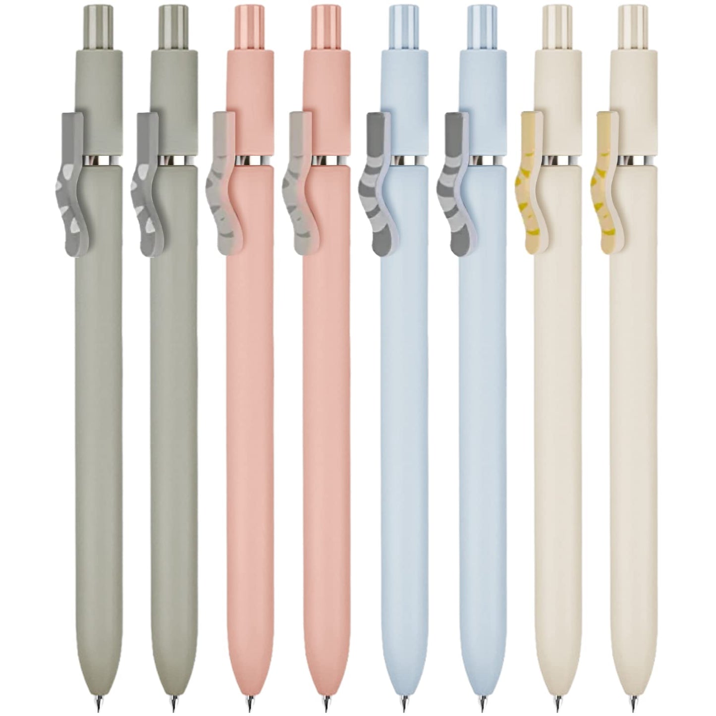 UIXJODO Gel Pens, 5 Pcs 0.5mm Black Ink Pens Fine Point Smooth Writing Pens with Silicone Grip, High-End Series Metal Clip Retractable Pens for Journaling Note Taking (Vintage)