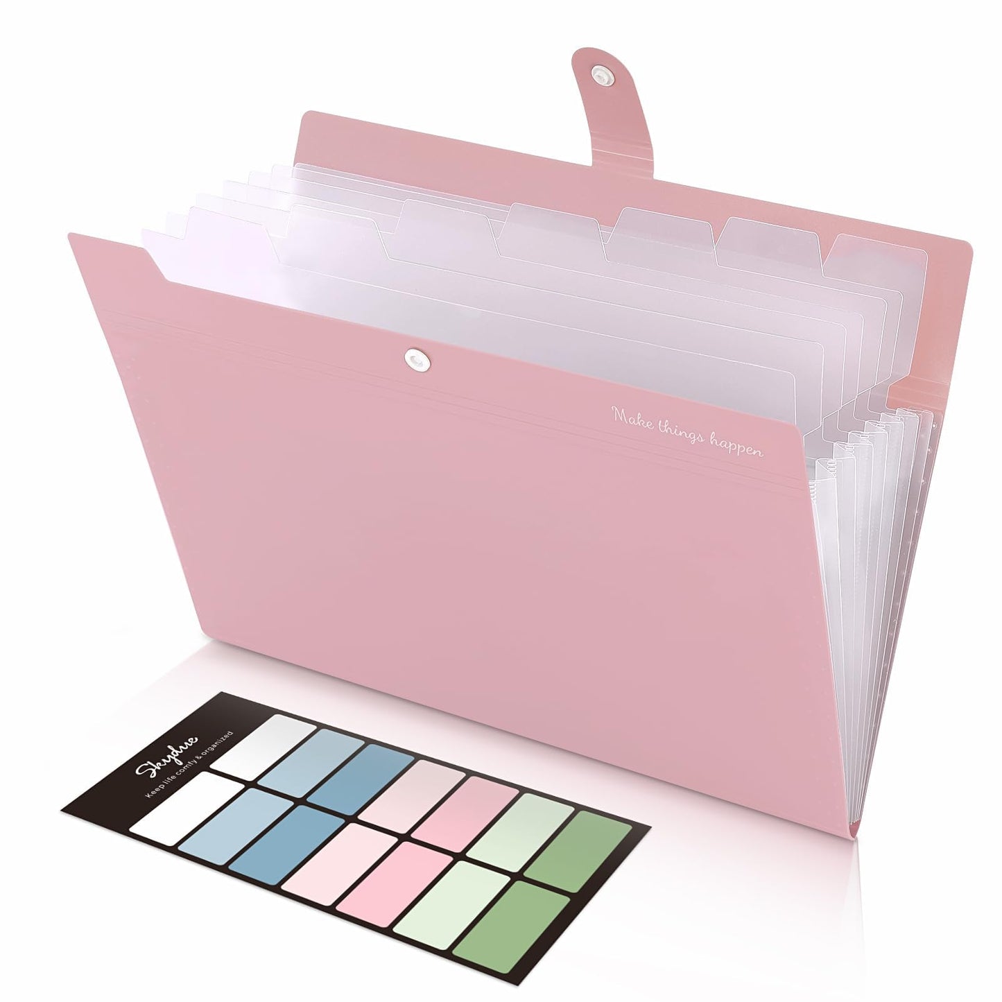 SKYDUE Expanding File Organizer with 8 Pockets, Accordion File Folders with Labels, Portable Document Paper Bill Receipt Organizer, Home College School Office Supplies, Letter Size,Light Green