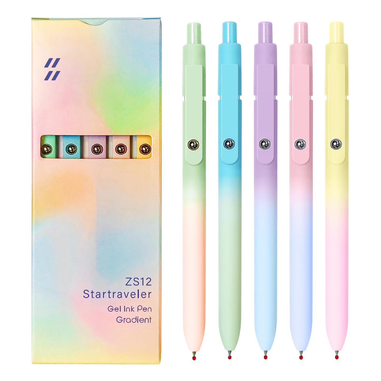UIXJODO Gel Pens, 5 Pcs 0.5mm Black Ink Pens Fine Point Smooth Writing Pens with Silicone Grip, High-End Series Metal Clip Retractable Pens for Journaling Note Taking (Vintage)