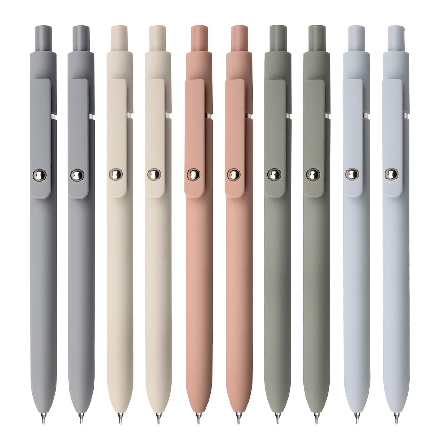 UIXJODO Gel Pens, 5 Pcs 0.5mm Black Ink Pens Fine Point Smooth Writing Pens with Silicone Grip, High-End Series Metal Clip Retractable Pens for Journaling Note Taking (Vintage)