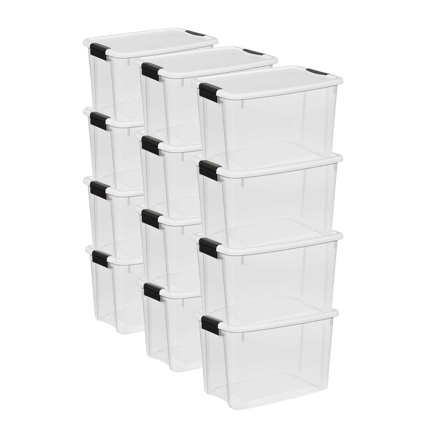 Sterilite 4 Pack Ultra Latching Box, Storage Bins with Lids, Clear Plastic, 70 Quart - Heavy-Duty Organizing Containers for Closet, Bathroom, and Office
