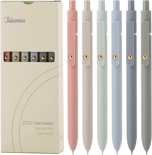 Ddaowanx Gel Pens,6 Pcs 0.5mm Retractable Quick Dry Black Ink Pens | Fine Point Smooth Writing Pens for Nurses,Teachers,Cute Stationery Office&School Supplies,Gifts for Women