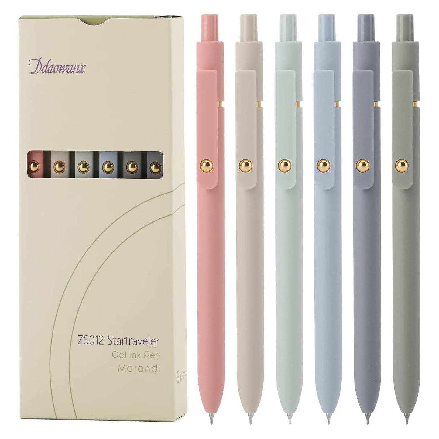 Ddaowanx Gel Pens,6 Pcs 0.5mm Retractable Quick Dry Black Ink Pens | Fine Point Smooth Writing Pens for Nurses,Teachers,Cute Stationery Office&School Supplies,Gifts for Women
