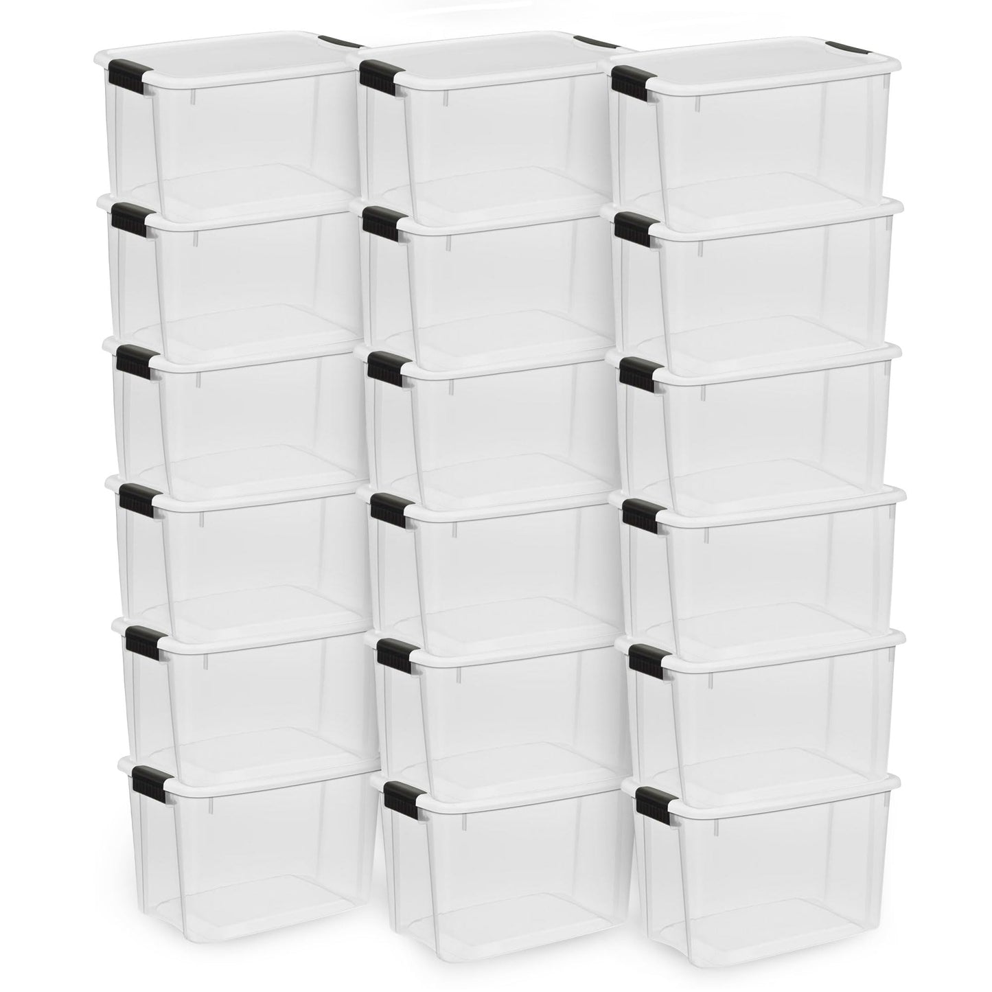 Sterilite 4 Pack Ultra Latching Box, Storage Bins with Lids, Clear Plastic, 70 Quart - Heavy-Duty Organizing Containers for Closet, Bathroom, and Office
