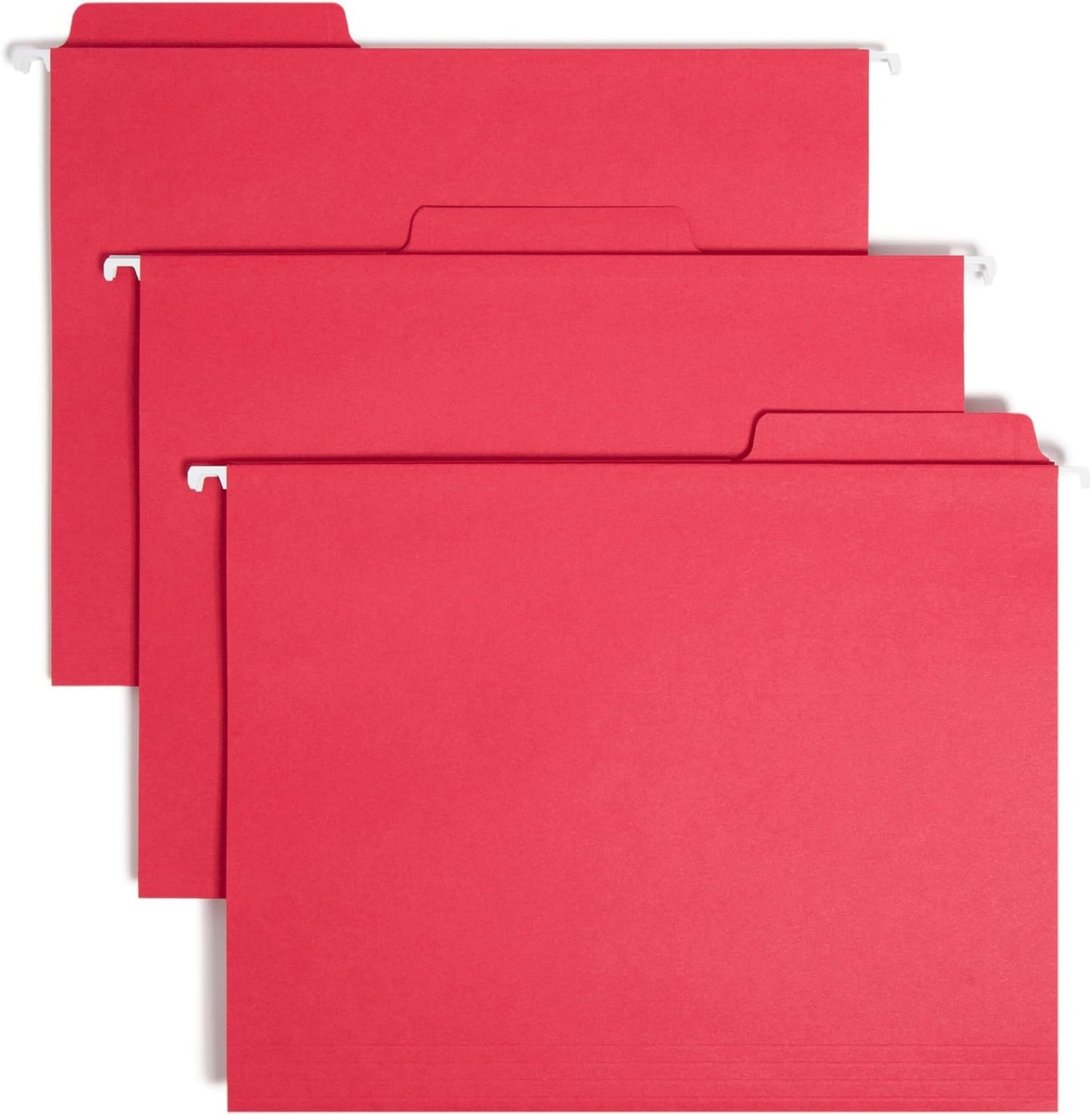 Smead FasTab Hanging File Folder, 1/3-Cut Built-in Tab, Letter Size, White, 20 per Box (64002)