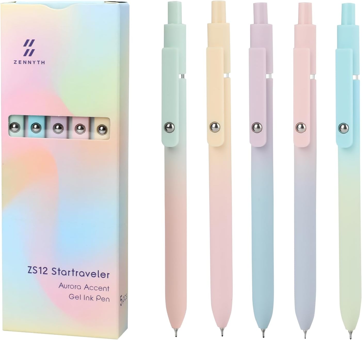 Ddaowanx Gel Pens,5 Pcs 0.5mm Retractable Quick Dry Black Ink Pens | Fine Point Smooth Writing Pens for Nurses,Teachers,Cute Stationery Office&School Supplies,Gifts for Women Stocking Stuffers
