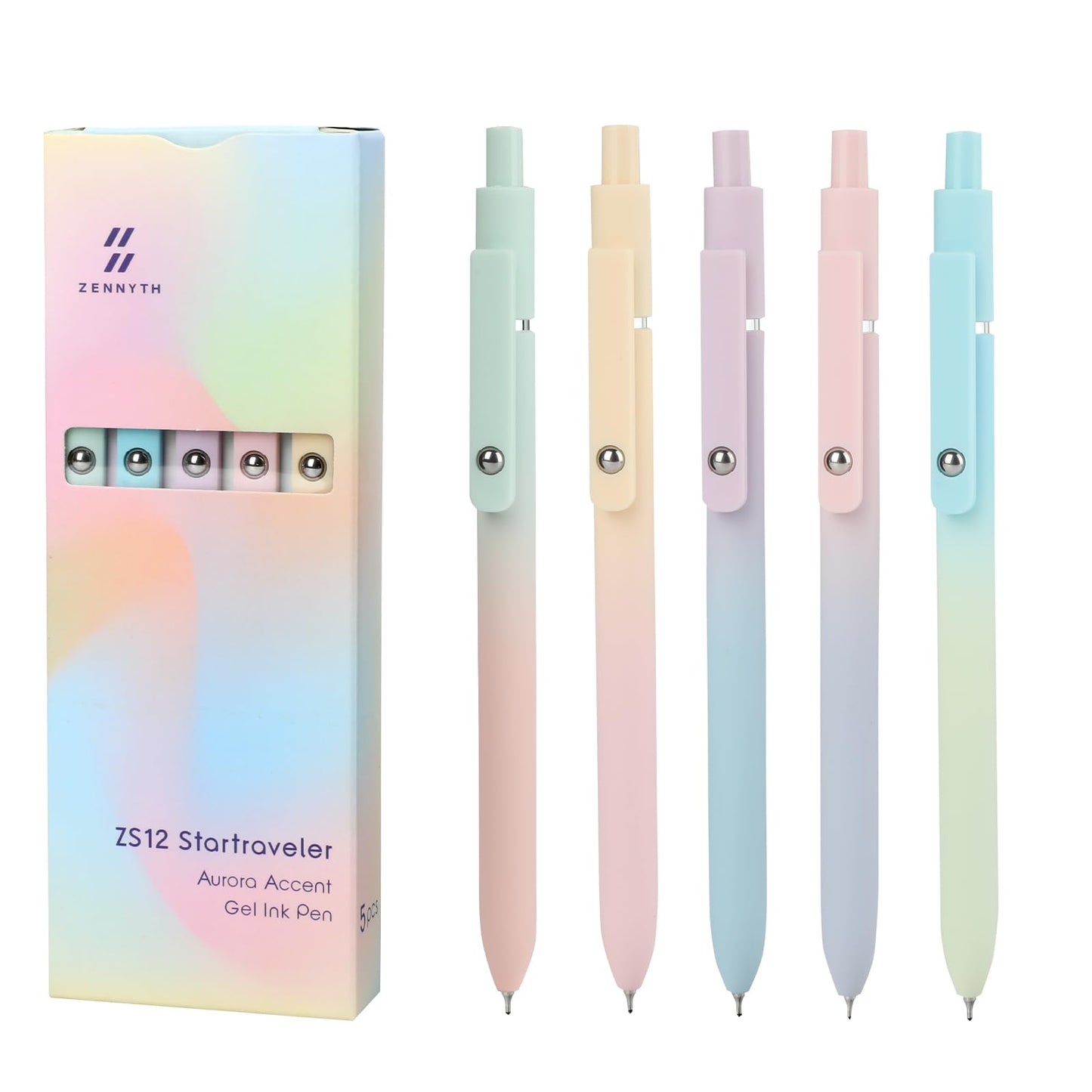 Ddaowanx Gel Pens,5 Pcs 0.5mm Retractable Quick Dry Black Ink Pens | Fine Point Smooth Writing Pens for Nurses,Teachers,Cute Stationery Office&School Supplies,Gifts for Women Stocking Stuffers