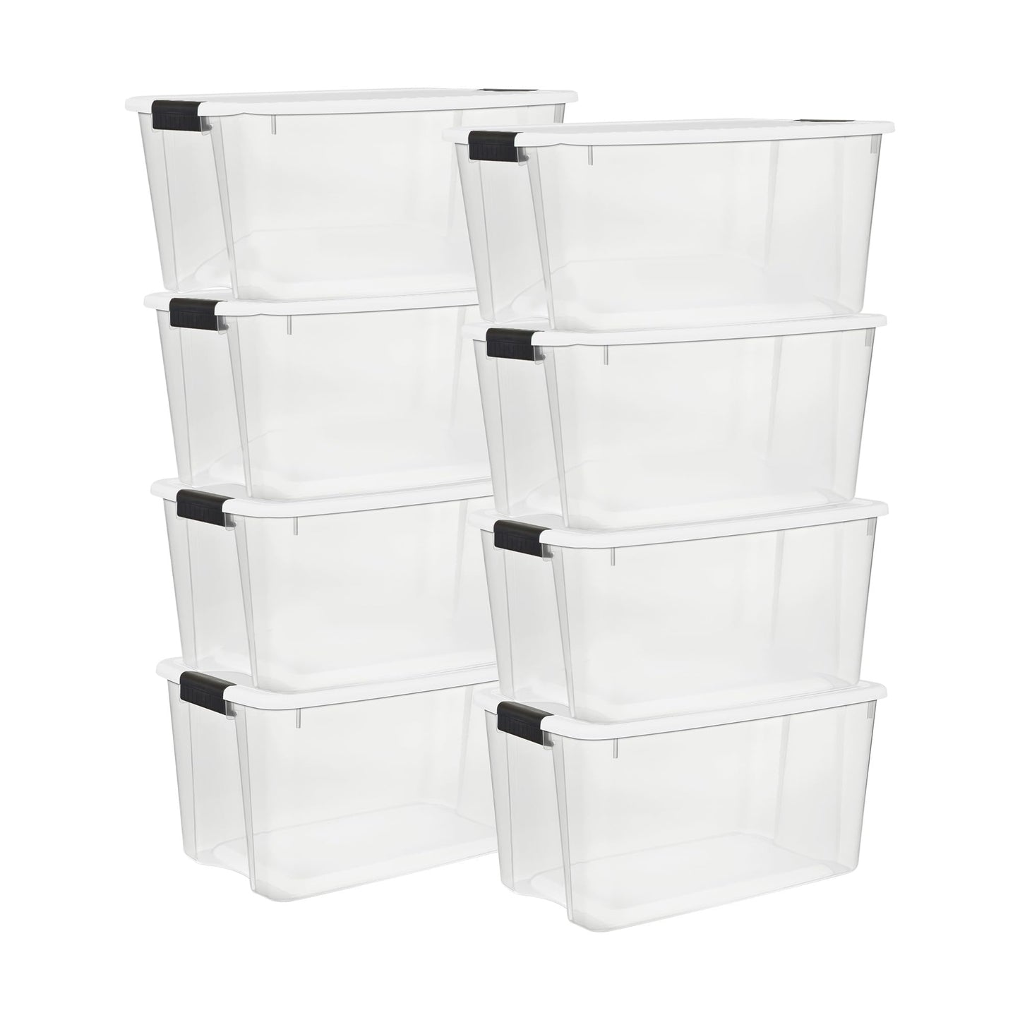 Sterilite 4 Pack Ultra Latching Box, Storage Bins with Lids, Clear Plastic, 70 Quart - Heavy-Duty Organizing Containers for Closet, Bathroom, and Office