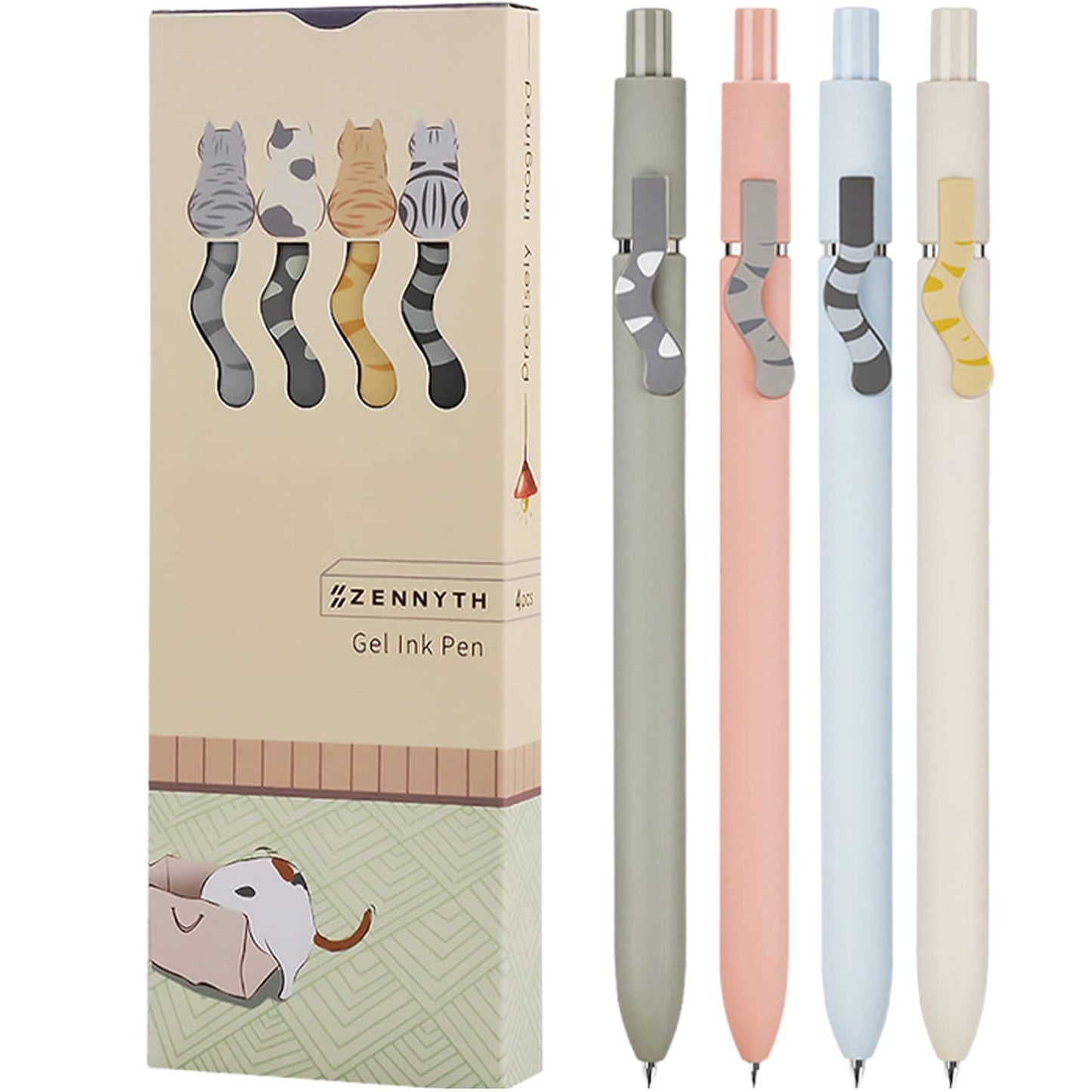UIXJODO Gel Pens, 5 Pcs 0.5mm Black Ink Pens Fine Point Smooth Writing Pens with Silicone Grip, High-End Series Metal Clip Retractable Pens for Journaling Note Taking (Vintage)