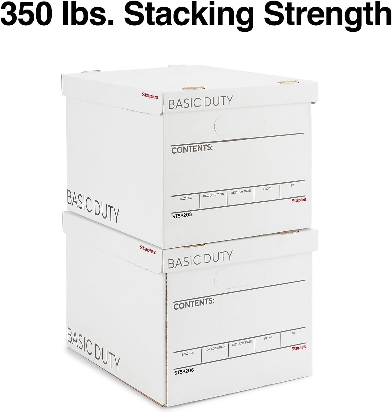 STAPLES Corrugated File Box Lift Off Lid, Letter/Legal Size, White/Black, 10/Pack