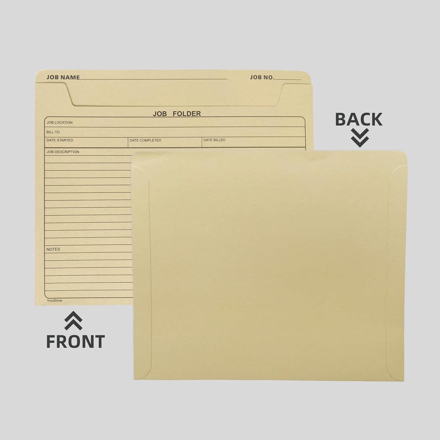Preprinted Project Jackets, 3-Sided Closed Manila folders, Letter Size (Job Folder (50 Pack))