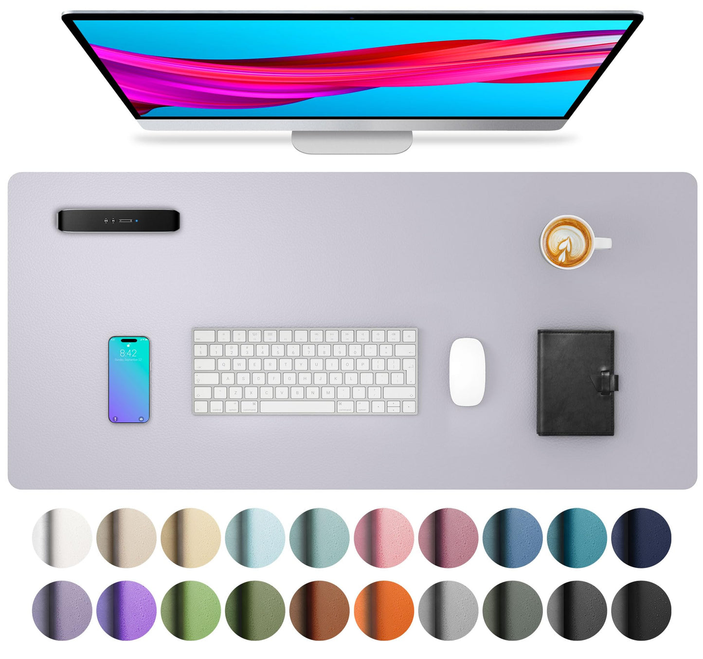 Aothia Leather Office Desk Pad Protector, Non-Slip PU Leather Desk Blotter, Waterproof Laptop Writing Mouse Pad for Office and Home, Black, 31.5" x 15.7"
