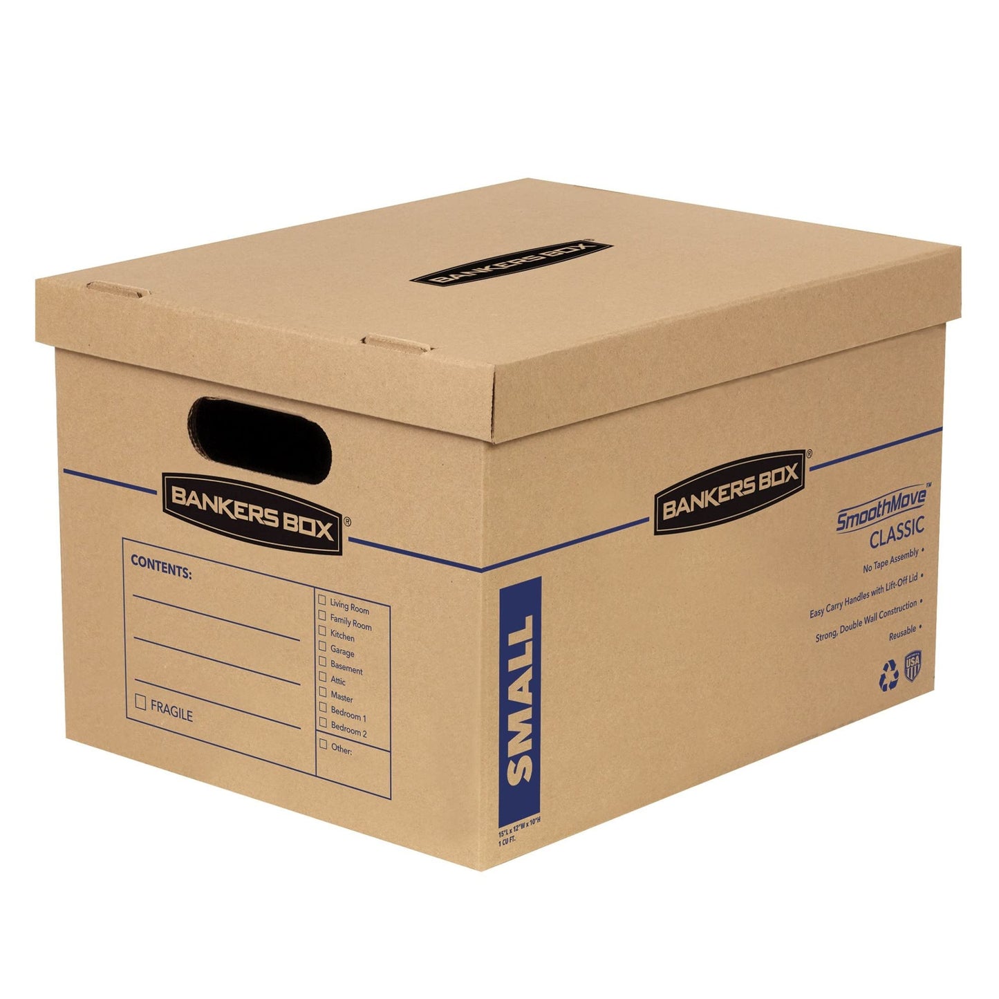Bankers Box 10-Pack Small Classic Moving Boxes with Reinforced Handles | Pack books, files, and dense items with sturdy small boxes built for easy carrying and organized moves.