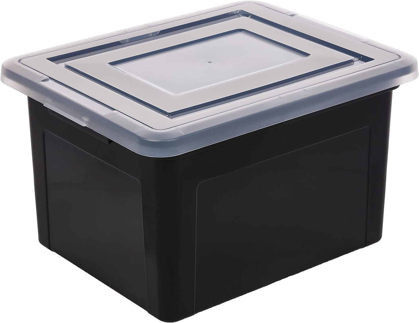 IRIS USA 4-Pack 35 Qt. Letter/Legal File Box with Latching Lid, Black | Protect important documents, letter and legal files with secure storage for home offices, moving, and long-term organization