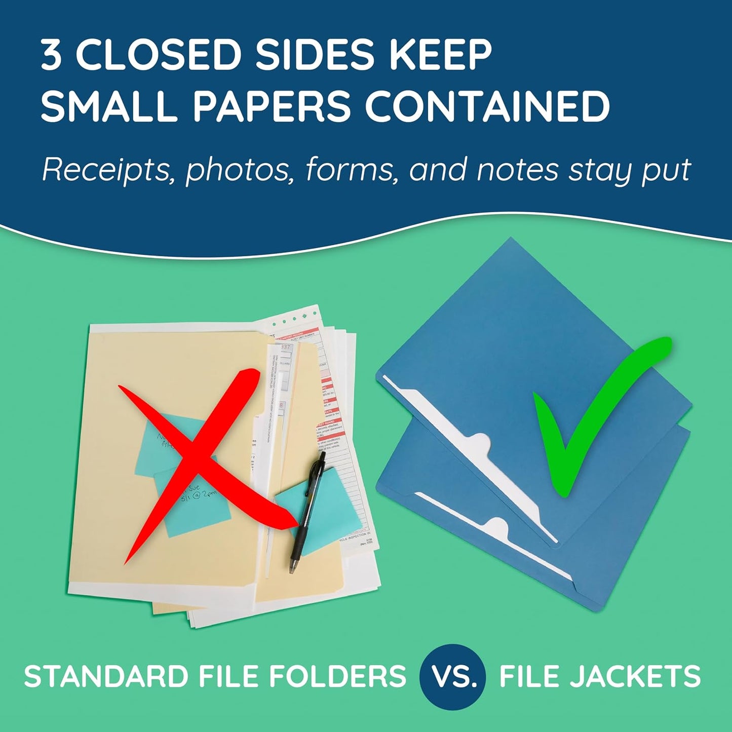 Blue Summit Supplies 25 Expandable File Folders, Letter Size, 2", Assorted | Expandable file jacket, reinforced straight cut tab, 2 in expansion pocket, for documents, invoices, and project filing