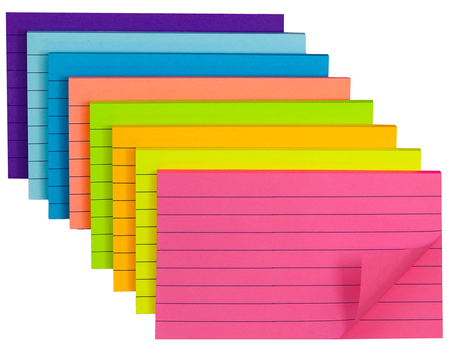 8-Pack Lined Sticky Notes 4x6 in, 8 Bright Colors, Self-Stick Note Pads, Super Sticky, 40 Sheets/Pad, for Office, Home & School