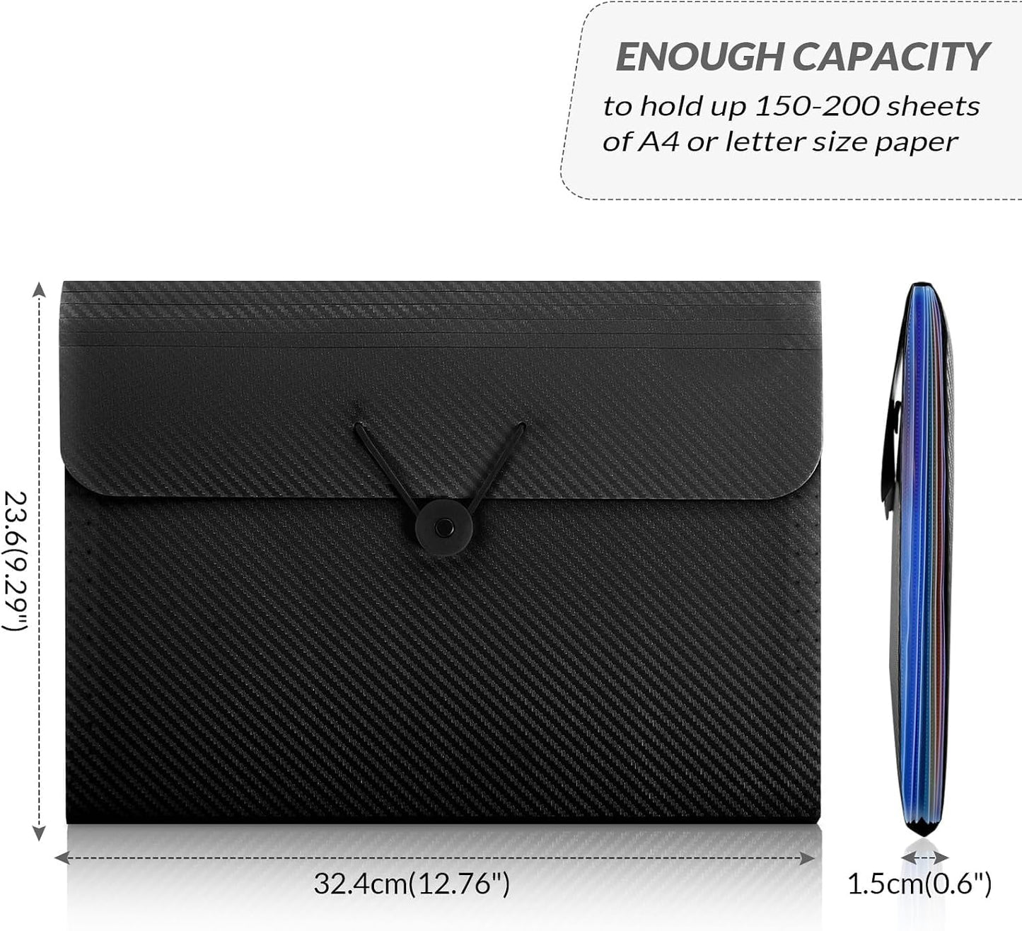 SKYDUE Accordion File Organizer, Expanding File Folder with 7 Pockets, Portable Receipt Paper Bill Document Organizer, Letter/A4 Size Filing Folder School Office Supplies, Black