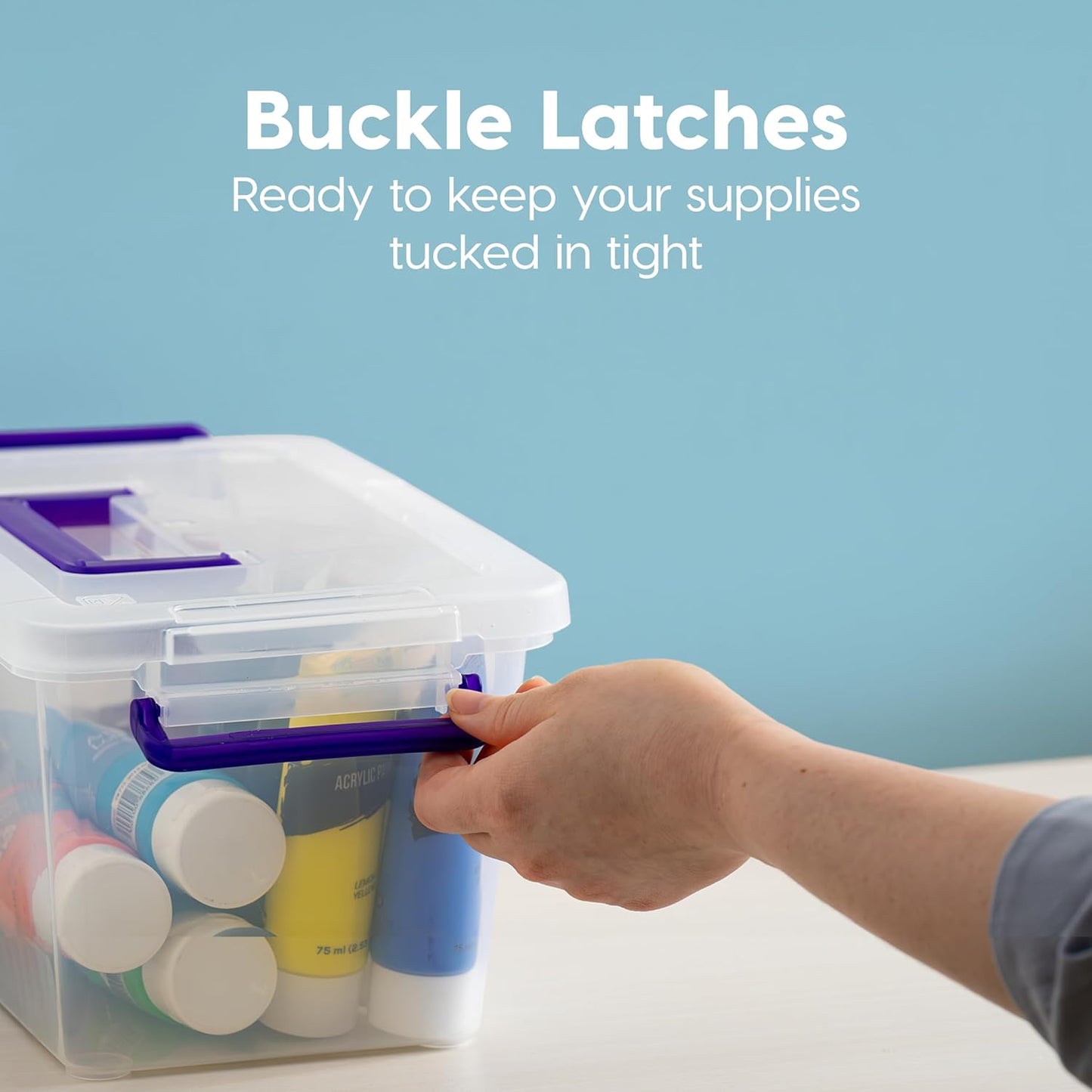 IRIS USA Storage Bins with Lids |Made in USA| 5 Qt - (6-Pack) - Clear | Built-In Handle Tote / Plastic Containers for Crafts, Art, Office & Study Supplies / Interlocking Latches