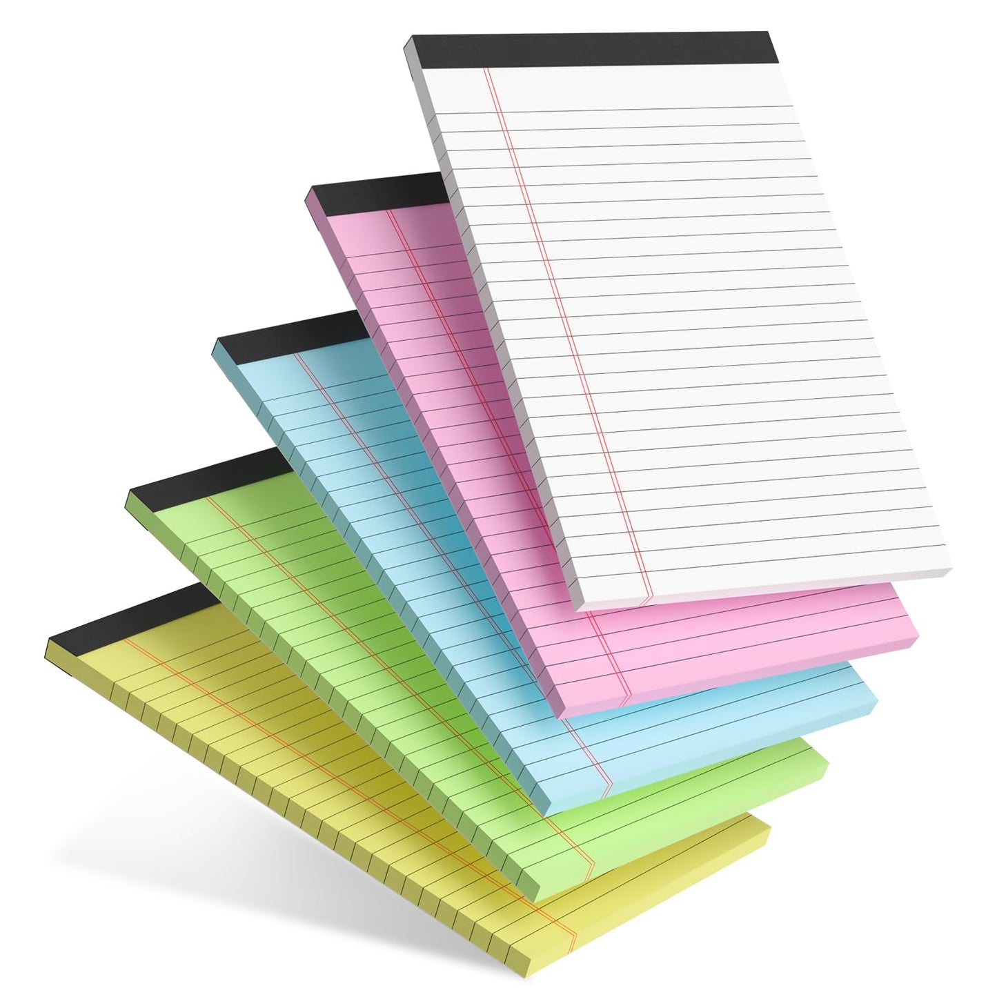 AILZFEI 5pcs Colored Note Pads 5x8 College Ruled Small Legal Pads Paper Notepads 5 Pack Study Back Writing Pads 5 x 8 Paper Pads Perforated Narrow Ruled Pads of Paper 30 Sheets/Pack