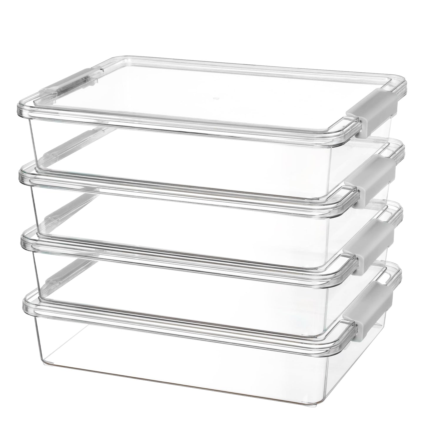Vtopmart 4 Pack 6 Qt Plastic Storage Bins with Lids, Clear Sensory Bins | Stackable Containers for Organizing School & Office Supplies, Arts & Crafts Organizers and Storage for Home, Craft Room