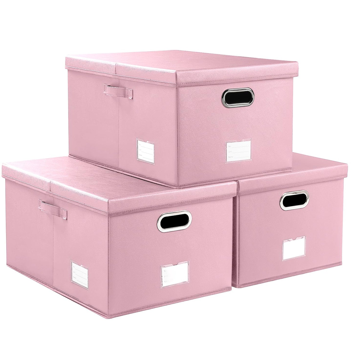 PRANDOM Large Collapsible Storage Bin with Lid [1-Pack] Leather Fabric Foldable Storage Box Organizer Containes Basket Cube with Cover for Home Bedroom Closet Office Nursery Black (17.7x11.8x11.8)