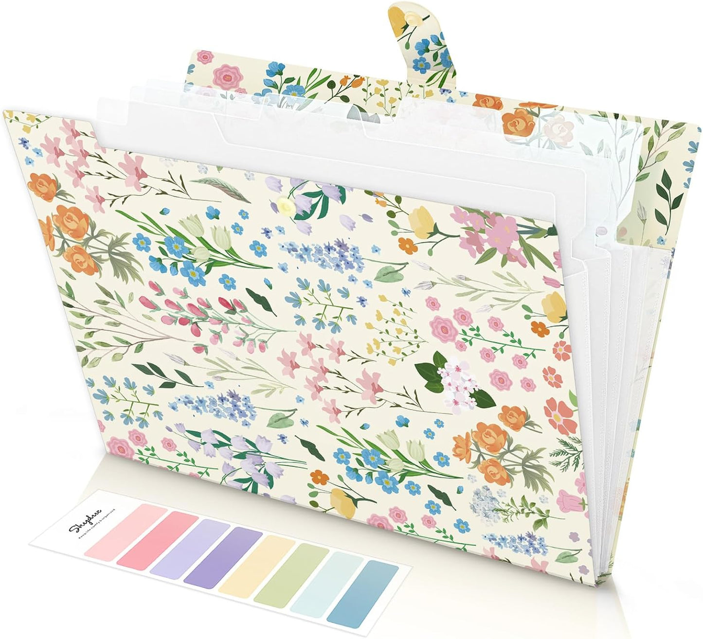 SKYDUE Expanding File Folder with 5 Pockets, Accordion File Organizer, Portable Receipt Paper Documents Organizer, Letter Size Filing Folder School Office Supplies, Apricot