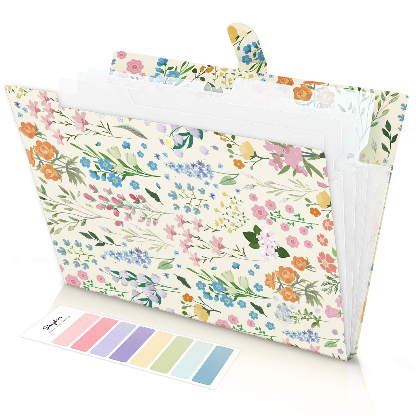 SKYDUE Expanding File Folder with 5 Pockets, Accordion File Organizer, Portable Receipt Paper Documents Organizer, Letter Size Filing Folder School Office Supplies, Apricot