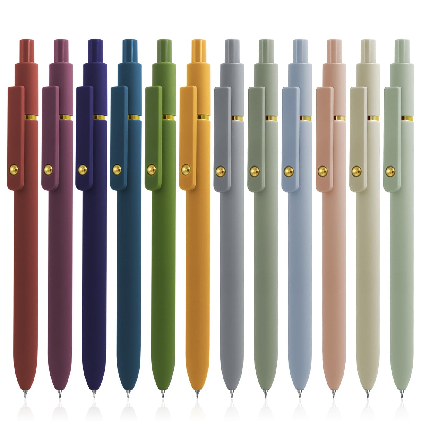 UIXJODO Gel Pens, 5 Pcs 0.5mm Black Ink Pens Fine Point Smooth Writing Pens with Silicone Grip, High-End Series Metal Clip Retractable Pens for Journaling Note Taking (Vintage)