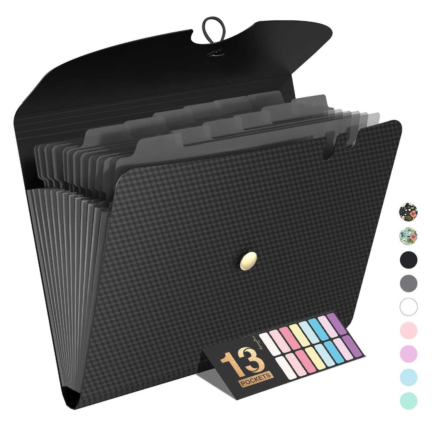 Sooez Expanding File Folders, 13 Pocket Accordion File Organizer, Letter/A4 | Monthly Expandable File Folder for Documents with Labels, Portable Bill Receipt Organizer for School Office Supplies
