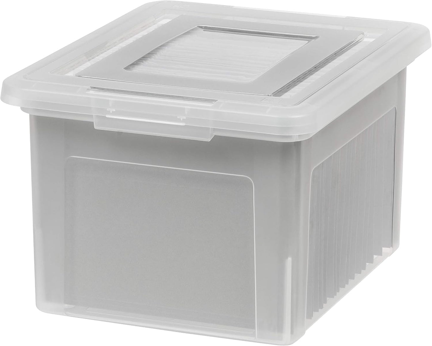 IRIS USA 35 Qt. Letter/Legal File Box with Latching Lid, Clear | Protect important documents, letter and legal files with secure storage for home offices, moving, and long-term organization