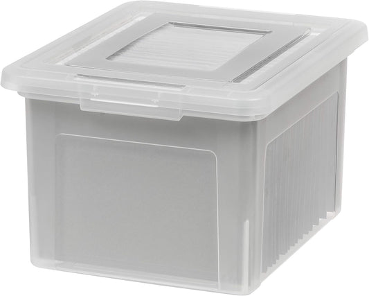 IRIS USA 35 Qt. Letter/Legal File Box with Latching Lid, Clear | Protect important documents, letter and legal files with secure storage for home offices, moving, and long-term organization