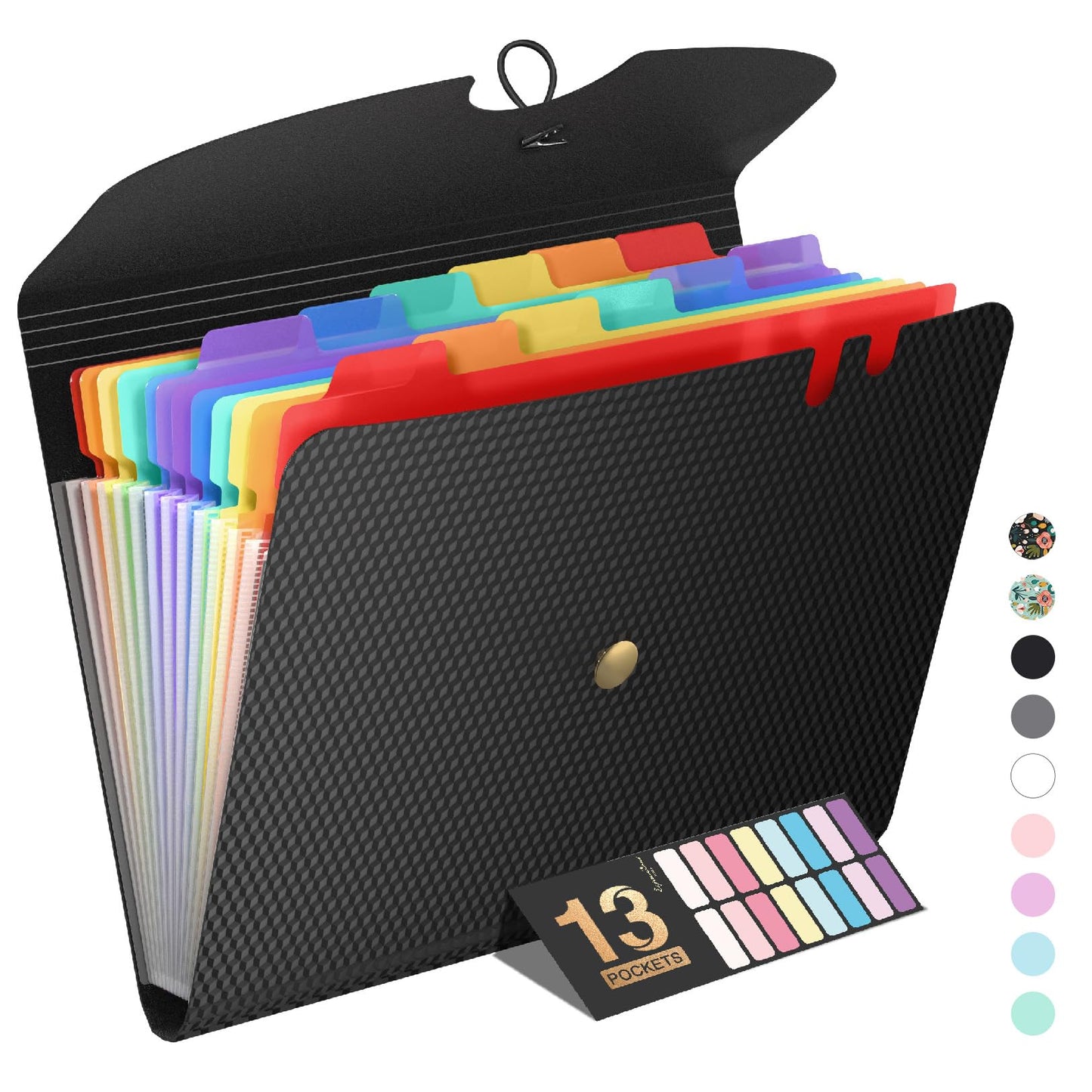 Sooez Expanding File Folders, 13 Pocket Accordion File Organizer, Letter/A4 | Monthly Expandable File Folder for Documents with Labels, Portable Bill Receipt Organizer for School Office Supplies