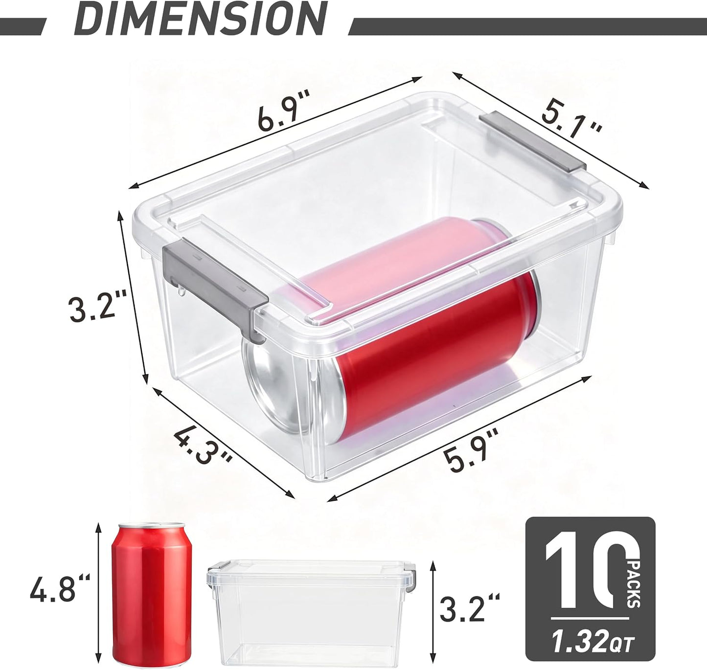 Citylife 10Packs 1.3Qt Small Storage Bins with Lids,Stackable Clear | Plastic Containers for Beads, Buttons, Sewing Supplies, Office Supplies and Small Toys
